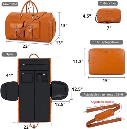 Garment Bag for Travel, Convertible Carry on Garment Duffel Bag for Men 3Pcs Weekender Bag 2 in 1 Hanging Suitcase Suit Bag