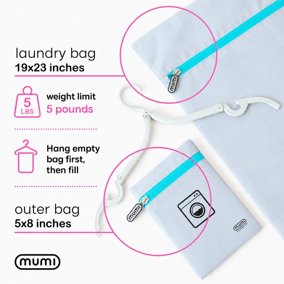 Travel Laundry Bag – Moisture & Smell-Proof Clothes Bag with Folding Hanger & Outer Pouch | Large Laundry Storage Bag for Suitcase, Gym & Packing | Dirty Clothes Organizer (Black)