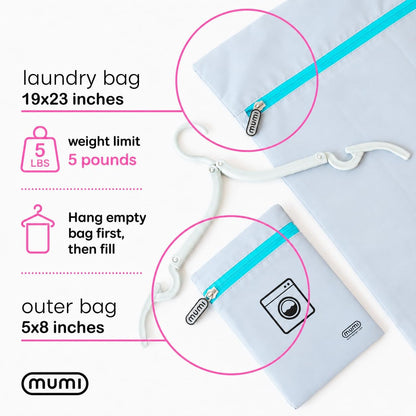 Travel Laundry Bag – Moisture & Smell-Proof Clothes Bag with Folding Hanger & Outer Pouch | Large Laundry Storage Bag for Suitcase, Gym & Packing | Dirty Clothes Organizer (Black)