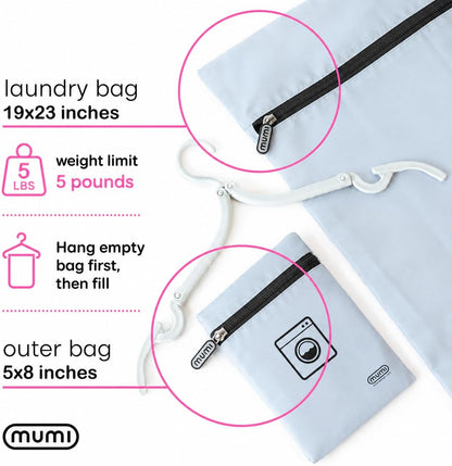 Travel Laundry Bag – Moisture & Smell-Proof Clothes Bag with Folding Hanger & Outer Pouch | Large Laundry Storage Bag for Suitcase, Gym & Packing | Dirty Clothes Organizer (Black)