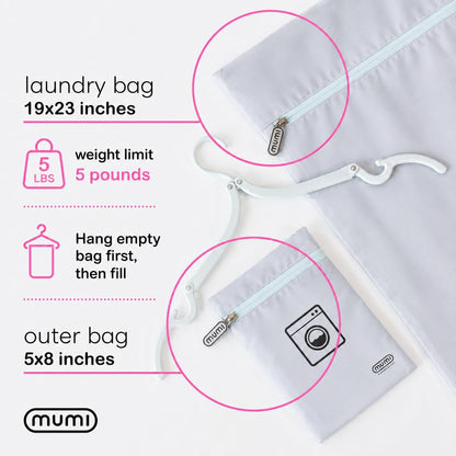 Travel Laundry Bag – Moisture & Smell-Proof Clothes Bag with Folding Hanger & Outer Pouch | Large Laundry Storage Bag for Suitcase, Gym & Packing | Dirty Clothes Organizer (Black)