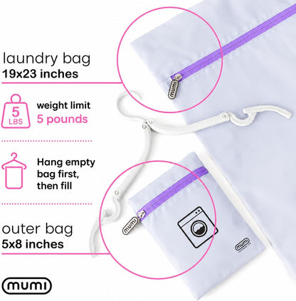 Travel Laundry Bag – Moisture & Smell-Proof Clothes Bag with Folding Hanger & Outer Pouch | Large Laundry Storage Bag for Suitcase, Gym & Packing | Dirty Clothes Organizer (Black)
