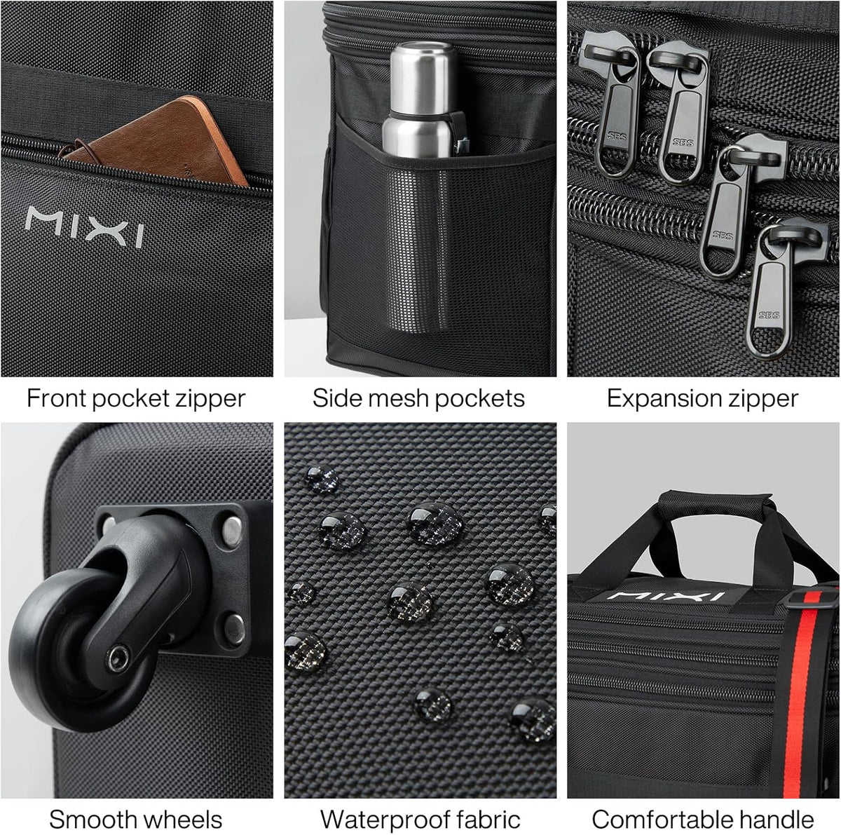 Travel Bag with Wheels Expandable Foldable Luggage Bag Collapsible Rolling Travel Bag Duffel Bag Large Capacity Suitcase for Men Women, Black