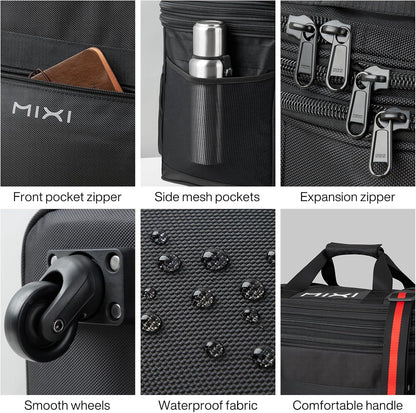 Travel Bag with Wheels Expandable Foldable Luggage Bag Collapsible Rolling Travel Bag Duffel Bag Large Capacity Suitcase for Men Women, Black