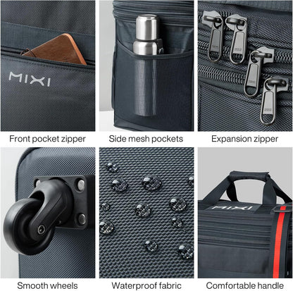 Travel Bag with Wheels Expandable Foldable Luggage Bag Collapsible Rolling Travel Bag Duffel Bag Large Capacity Suitcase for Men Women, Black