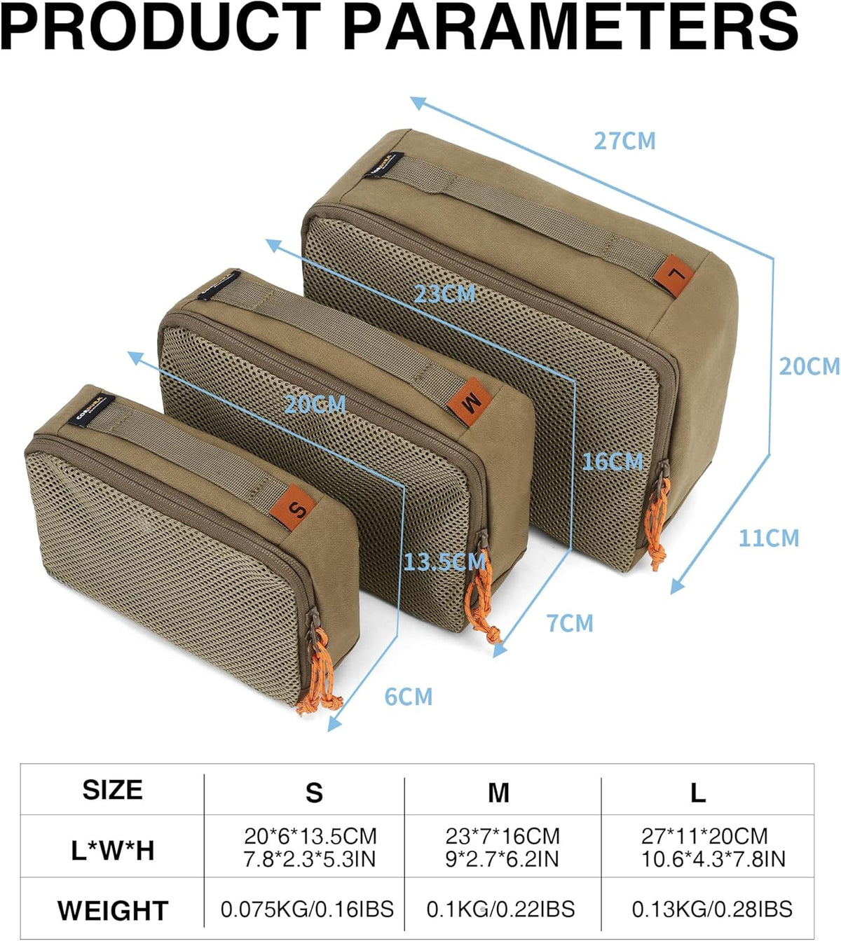 Packing Cubes for Travel, 3 Pack Cordura Tactical Luggage Organizer Bags Set for Outdoor Camping,Backpacking,Hiking