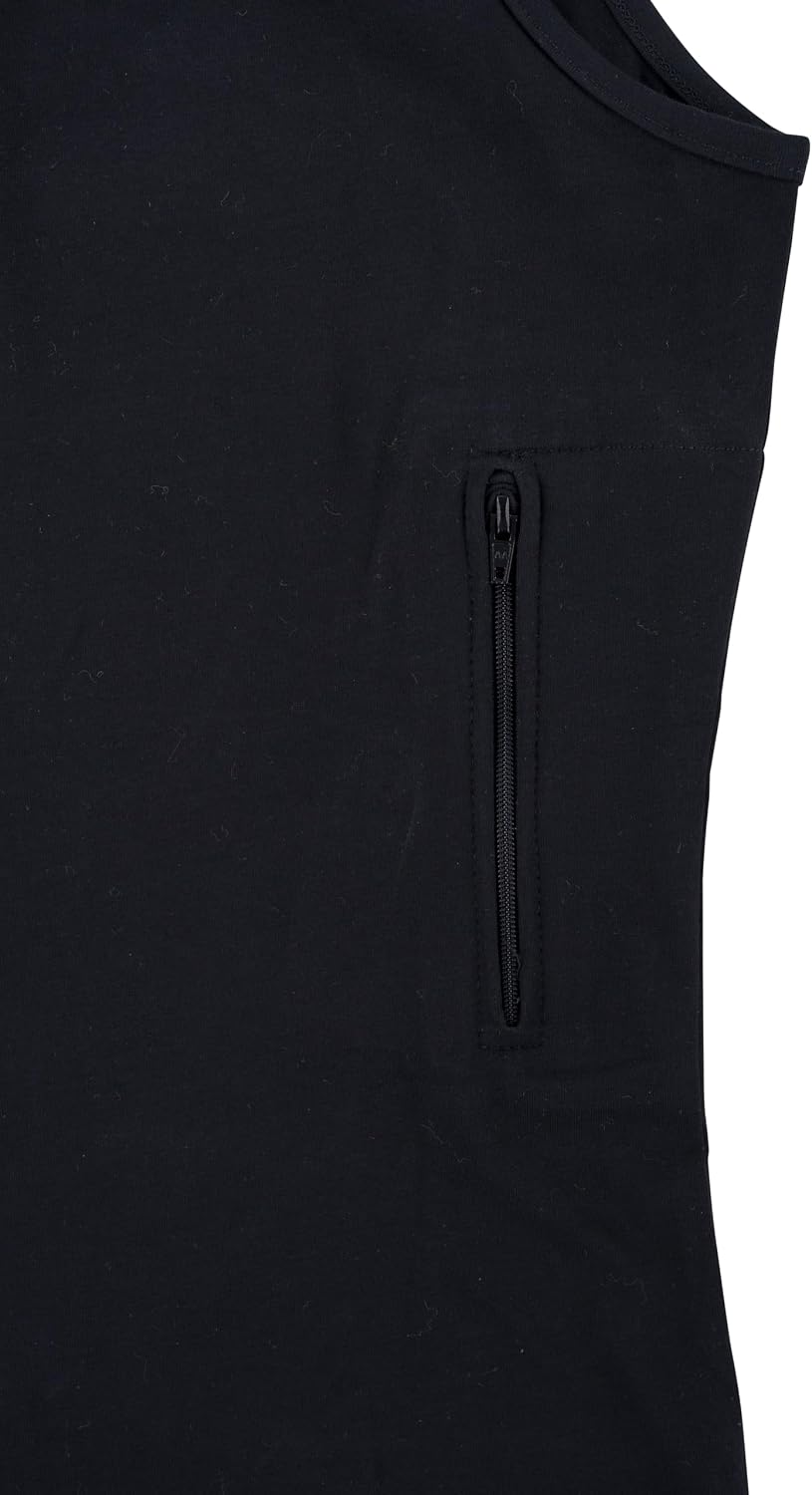 Clever Travel Companion Womens Tank Top with 2 Hidden Zipper Pockets, 100% Pickpocket Proof Holiday Tour Sleeveless Tee Shirt
