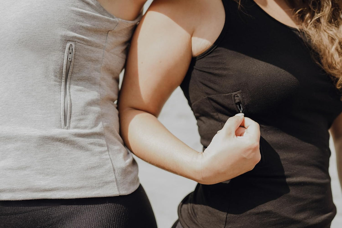 Clever Travel Companion Womens Tank Top with 2 Hidden Zipper Pockets, 100% Pickpocket Proof Holiday Tour Sleeveless Tee Shirt