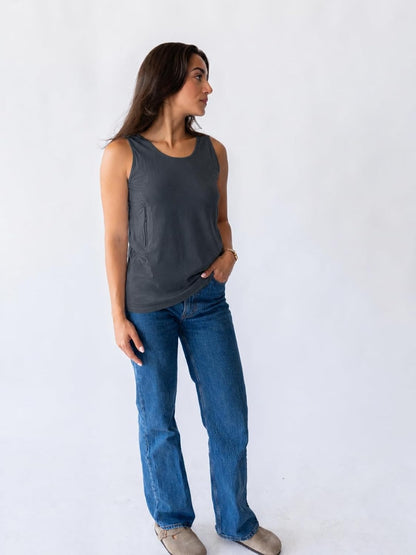Clever Travel Companion Womens Tank Top with 2 Hidden Zipper Pockets, 100% Pickpocket Proof Holiday Tour Sleeveless Tee Shirt