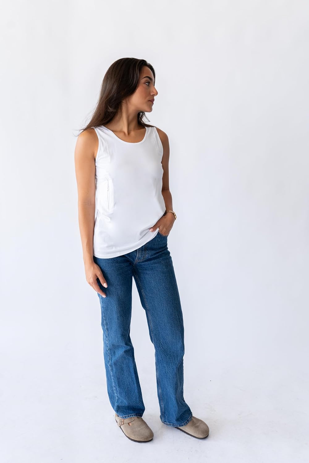 Clever Travel Companion Womens Tank Top with 2 Hidden Zipper Pockets, 100% Pickpocket Proof Holiday Tour Sleeveless Tee Shirt