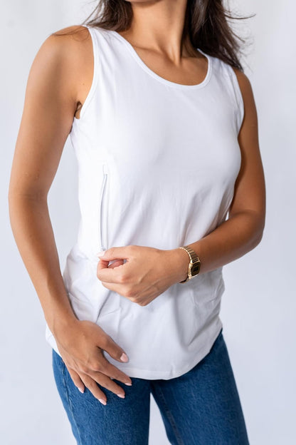 Clever Travel Companion Womens Tank Top with 2 Hidden Zipper Pockets, 100% Pickpocket Proof Holiday Tour Sleeveless Tee Shirt