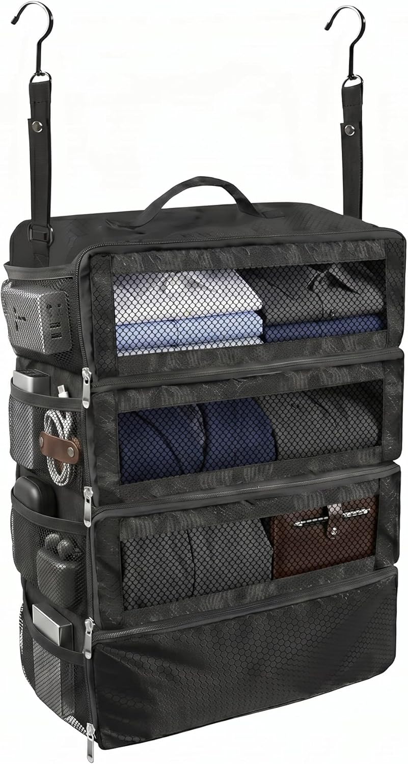 Hanging Packing Cubes for Suitcase, Travel Luggage Organizer, Easy Packing for Carry-On, Black, KOYOME
