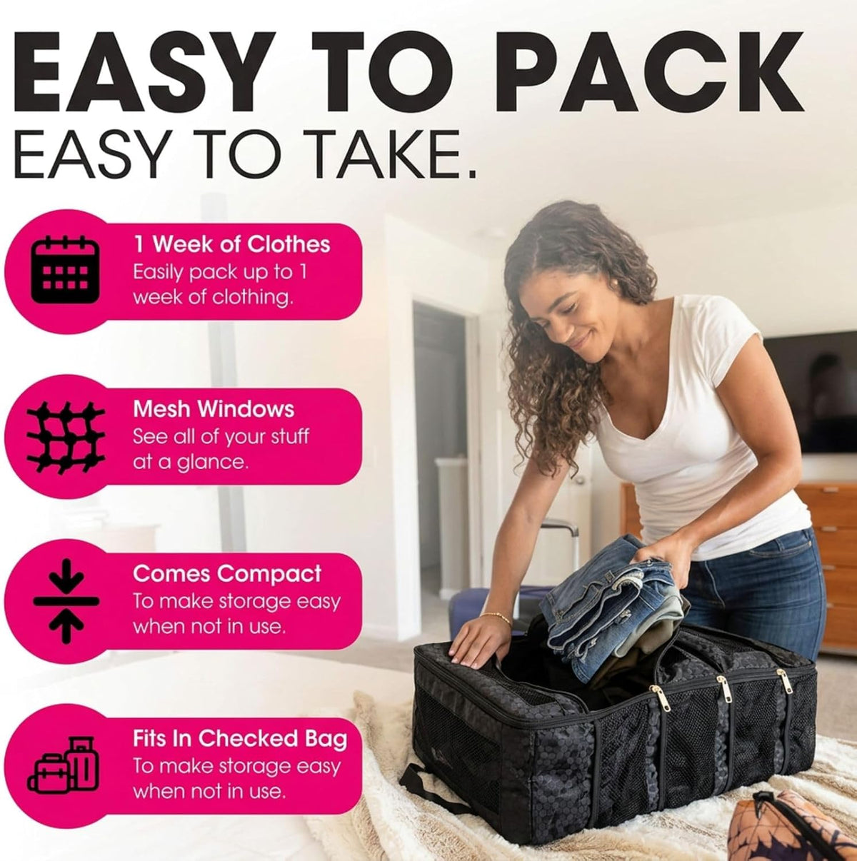 Hanging Packing Cubes for Suitcase, Travel Luggage Organizer, Easy Packing for Carry-On, Black, KOYOME