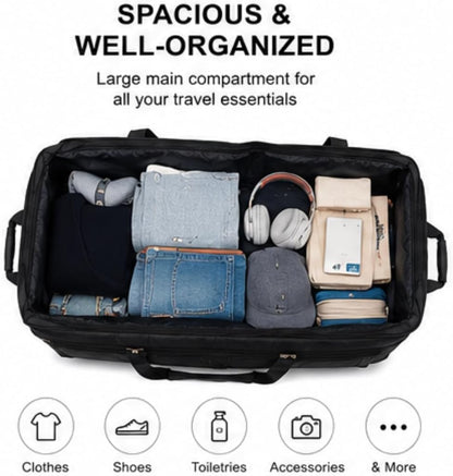 36-inch Rolling Duffle Bag with Wheels, Luggage Bag, Hockey Bag, XL Duffle Bag With Rollers, Heavy Duty Oversized Bag (Black)