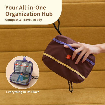 Small Toiletry Bag Travel Bag with Hanging Hook | Dry-wet Separation,Makeup Cosmetic Bag,Shaving Kit Toiletry Bag, Travel Organizer for Shampoo,Toiletries,Gym,Camping
