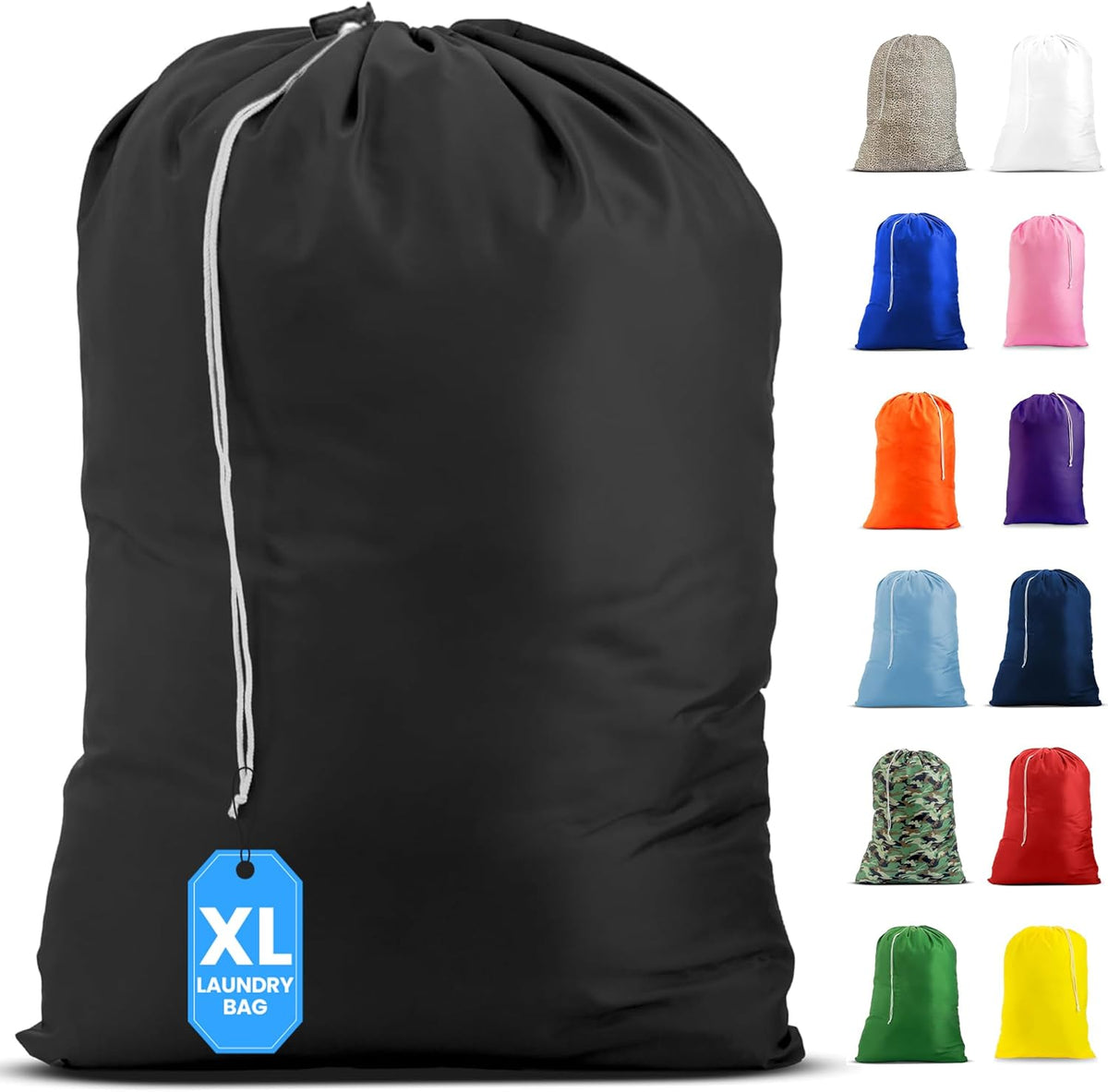 Extra Large Laundry Bag 30 x 40 - Heavy Duty Nylon, Locking Drawstring, Machine Washable, Holds 3 Loads, Dirty Clothes Sack for Travel, Dorm, College | (Orange)