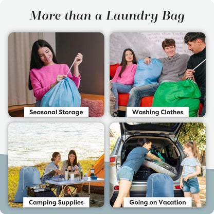 Extra Large Laundry Bag 30 x 40 - Heavy Duty Nylon, Locking Drawstring, Machine Washable, Holds 3 Loads, Dirty Clothes Sack for Travel, Dorm, College | (Orange)