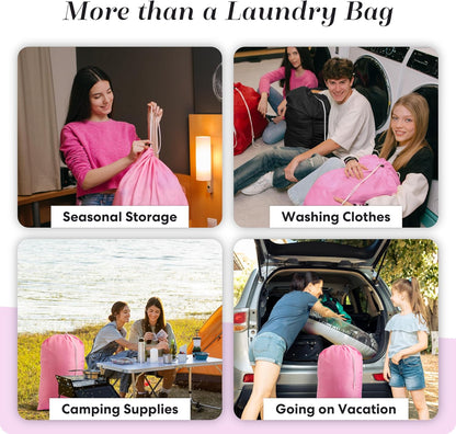 Extra Large Laundry Bag 30 x 40 - Heavy Duty Nylon, Locking Drawstring, Machine Washable, Holds 3 Loads, Dirty Clothes Sack for Travel, Dorm, College | (Orange)
