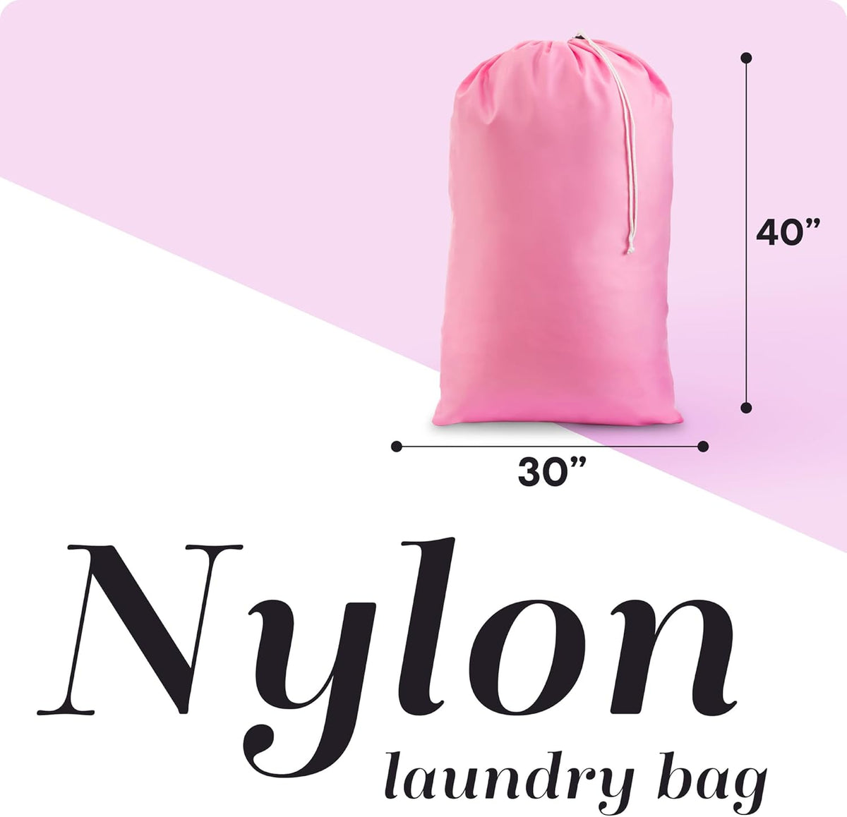 Extra Large Laundry Bag 30 x 40 - Heavy Duty Nylon, Locking Drawstring, Machine Washable, Holds 3 Loads, Dirty Clothes Sack for Travel, Dorm, College | (Orange)