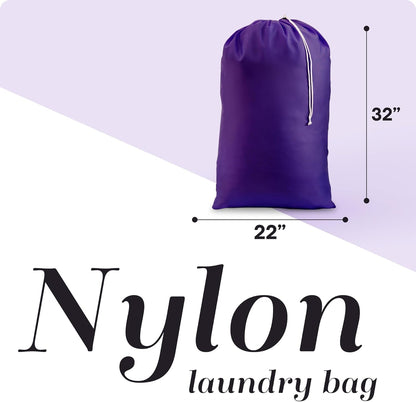 Extra Large Laundry Bag 30 x 40 - Heavy Duty Nylon, Locking Drawstring, Machine Washable, Holds 3 Loads, Dirty Clothes Sack for Travel, Dorm, College | (Orange)