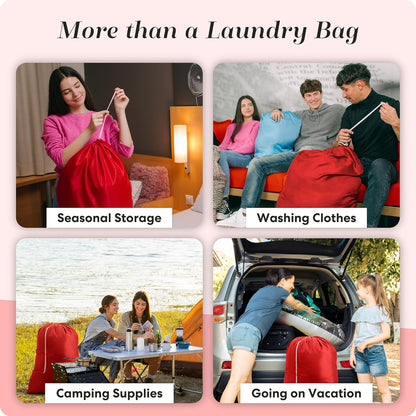 Extra Large Laundry Bag 30 x 40 - Heavy Duty Nylon, Locking Drawstring, Machine Washable, Holds 3 Loads, Dirty Clothes Sack for Travel, Dorm, College | (Orange)