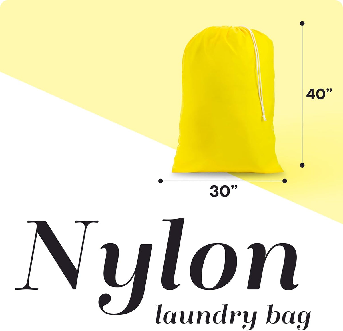 Extra Large Laundry Bag 30 x 40 - Heavy Duty Nylon, Locking Drawstring, Machine Washable, Holds 3 Loads, Dirty Clothes Sack for Travel, Dorm, College | (Orange)