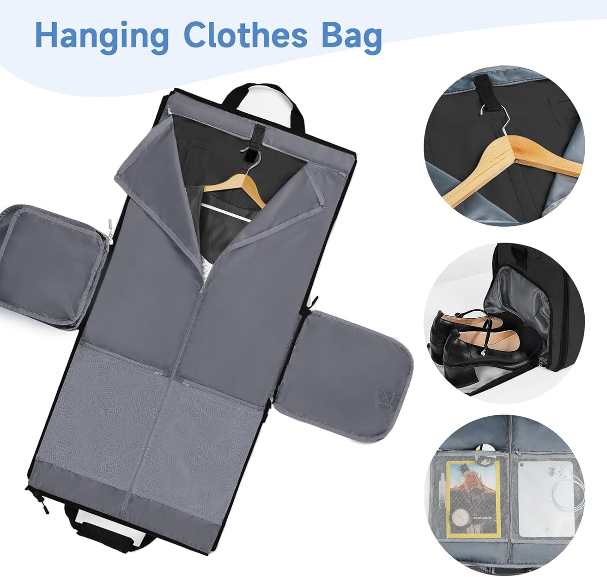 ‌ Foldable Garment Duffle Bags for Travel, Carry On Convertible Duffel Bag with Shoe Compartment & Water Resistant Fabric, 2-in-1 Hanging Suit Organizer, Mint Green