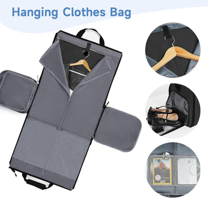 ‌ Foldable Garment Duffle Bags for Travel, Carry On Convertible Duffel Bag with Shoe Compartment & Water Resistant Fabric, 2-in-1 Hanging Suit Organizer, Mint Green