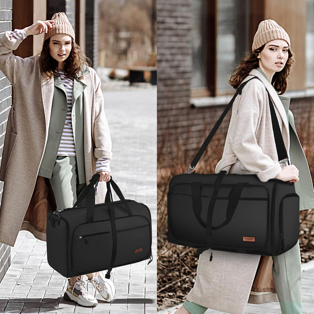 ‌ Foldable Garment Duffle Bags for Travel, Carry On Convertible Duffel Bag with Shoe Compartment & Water Resistant Fabric, 2-in-1 Hanging Suit Organizer, Mint Green