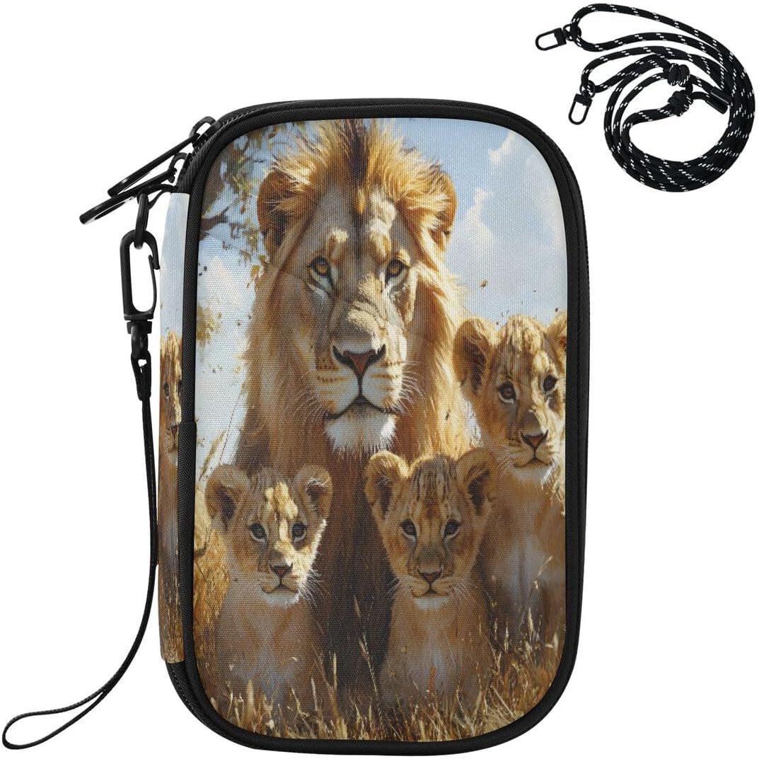 Lion Animal Family Cloud Passport Holder Family Passport Wallet | for Women Men Rfid Blocking Passport Holders Bag Travel Document Organizer with Zipper