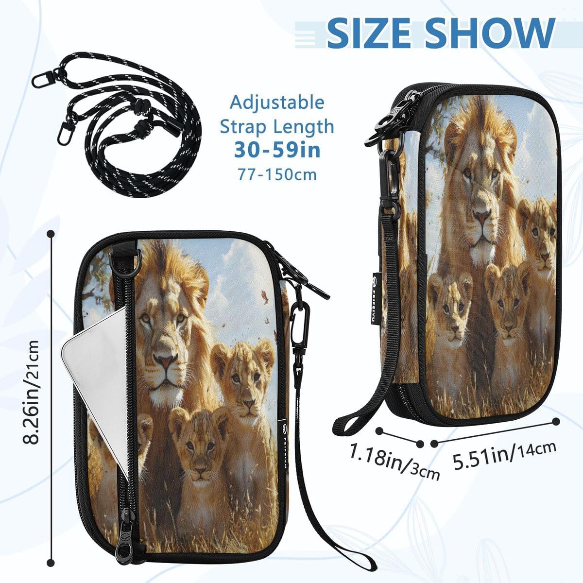 Lion Animal Family Cloud Passport Holder Family Passport Wallet | for Women Men Rfid Blocking Passport Holders Bag Travel Document Organizer with Zipper