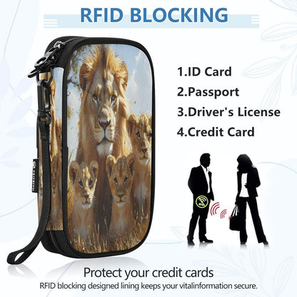 Lion Animal Family Cloud Passport Holder Family Passport Wallet | for Women Men Rfid Blocking Passport Holders Bag Travel Document Organizer with Zipper