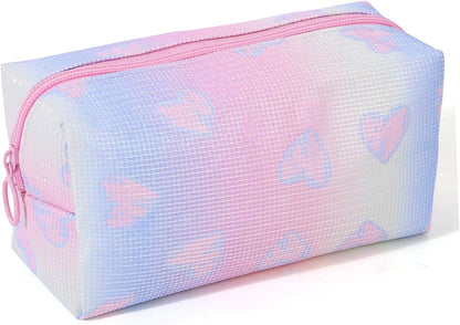 Makeup Bag, Travel Makeup Case Organizer With Handle and Divider, Make Up Box for Women, Cute Cosmetic Bag for Girls Sister Gifts