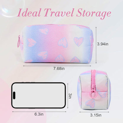 Makeup Bag, Travel Makeup Case Organizer With Handle and Divider, Make Up Box for Women, Cute Cosmetic Bag for Girls Sister Gifts