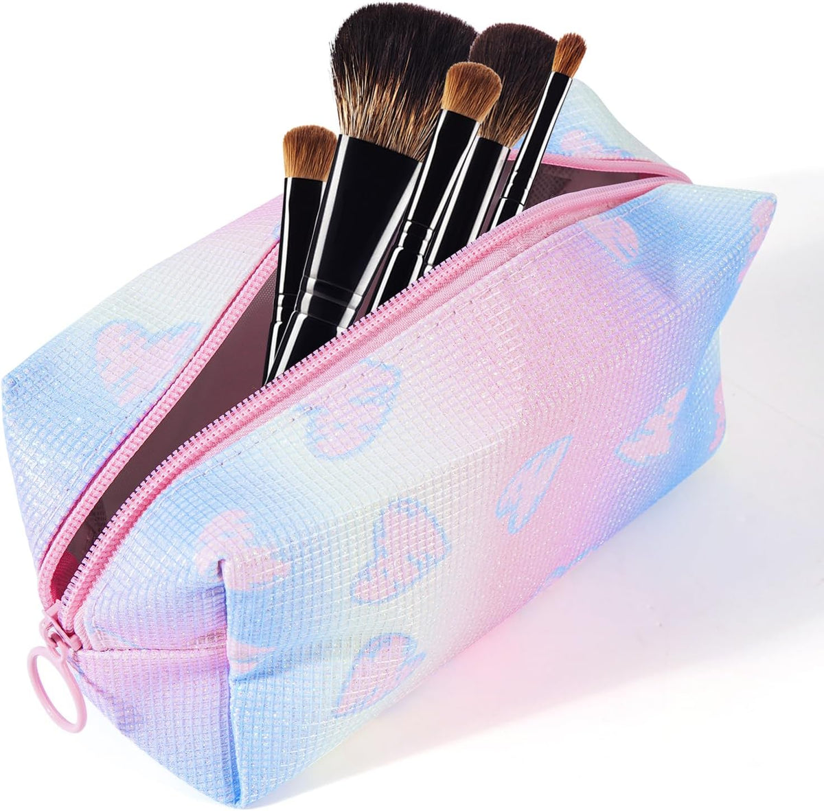 Makeup Bag, Travel Makeup Case Organizer With Handle and Divider, Make Up Box for Women, Cute Cosmetic Bag for Girls Sister Gifts