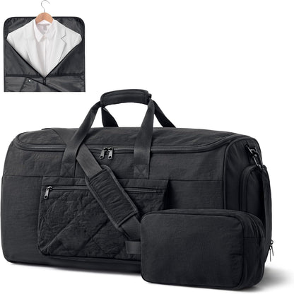 Garment Duffle Bags Travel Carry on Overnight Weekender Men Women | Lightweight Water-Resistant Fabric, 2-in-1 Hanging Suitcase, Toiletry Bag, Trolley Sleeve, Off-white