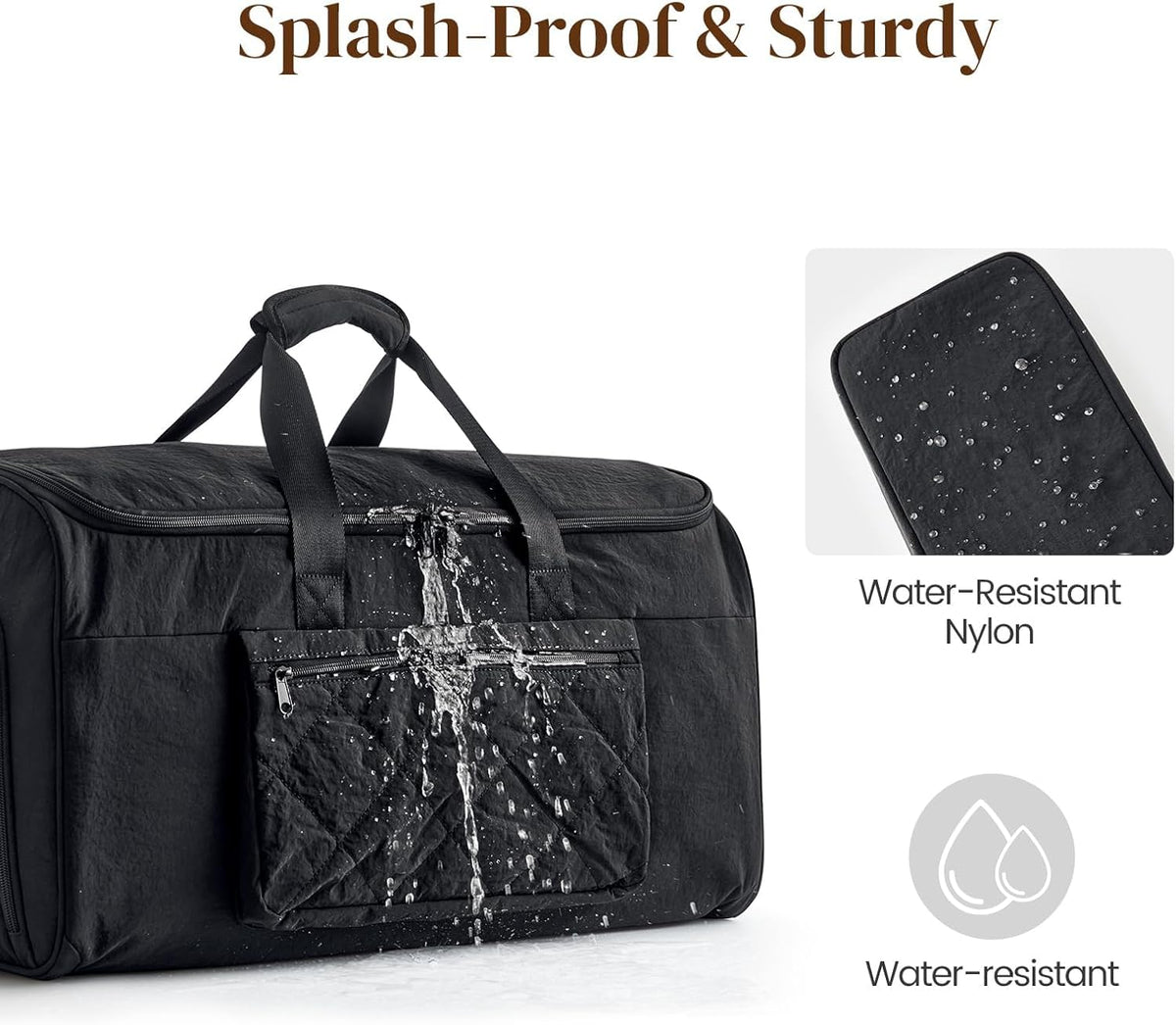 Garment Duffle Bags Travel Carry on Overnight Weekender Men Women | Lightweight Water-Resistant Fabric, 2-in-1 Hanging Suitcase, Toiletry Bag, Trolley Sleeve, Off-white