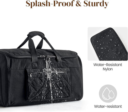 Garment Duffle Bags Travel Carry on Overnight Weekender Men Women | Lightweight Water-Resistant Fabric, 2-in-1 Hanging Suitcase, Toiletry Bag, Trolley Sleeve, Off-white