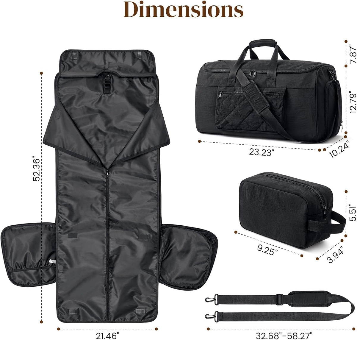 Garment Duffle Bags Travel Carry on Overnight Weekender Men Women | Lightweight Water-Resistant Fabric, 2-in-1 Hanging Suitcase, Toiletry Bag, Trolley Sleeve, Off-white