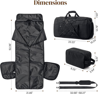 Garment Duffle Bags Travel Carry on Overnight Weekender Men Women | Lightweight Water-Resistant Fabric, 2-in-1 Hanging Suitcase, Toiletry Bag, Trolley Sleeve, Off-white