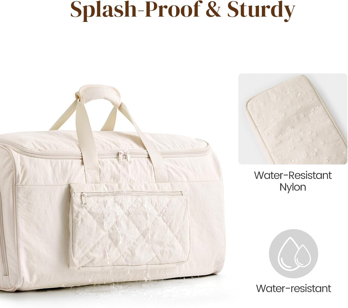 Garment Duffle Bags Travel Carry on Overnight Weekender Men Women | Lightweight Water-Resistant Fabric, 2-in-1 Hanging Suitcase, Toiletry Bag, Trolley Sleeve, Off-white