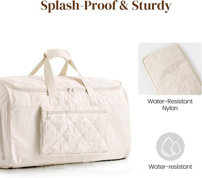 Garment Duffle Bags Travel Carry on Overnight Weekender Men Women | Lightweight Water-Resistant Fabric, 2-in-1 Hanging Suitcase, Toiletry Bag, Trolley Sleeve, Off-white