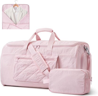 Garment Duffle Bags Travel Carry on Overnight Weekender Men Women | Lightweight Water-Resistant Fabric, 2-in-1 Hanging Suitcase, Toiletry Bag, Trolley Sleeve, Off-white