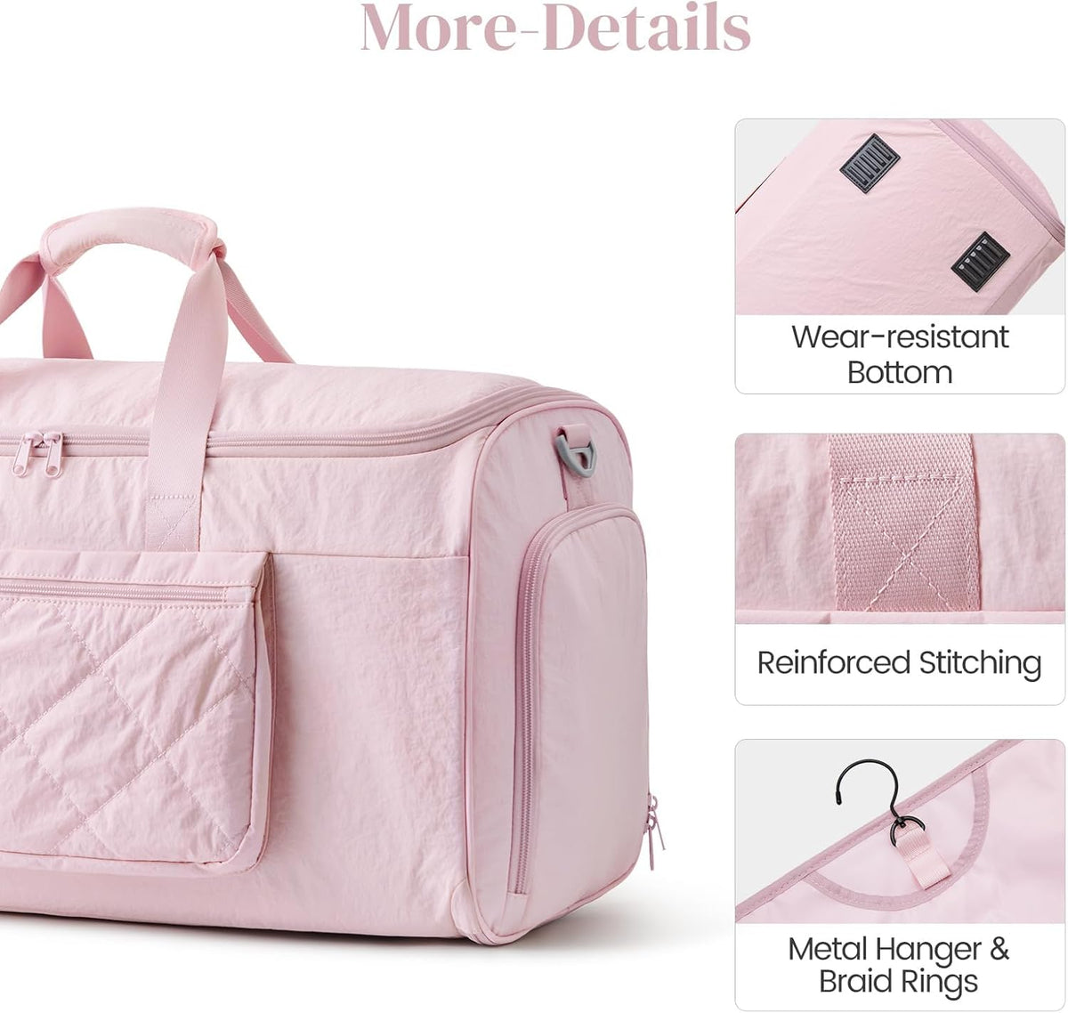 Garment Duffle Bags Travel Carry on Overnight Weekender Men Women | Lightweight Water-Resistant Fabric, 2-in-1 Hanging Suitcase, Toiletry Bag, Trolley Sleeve, Off-white