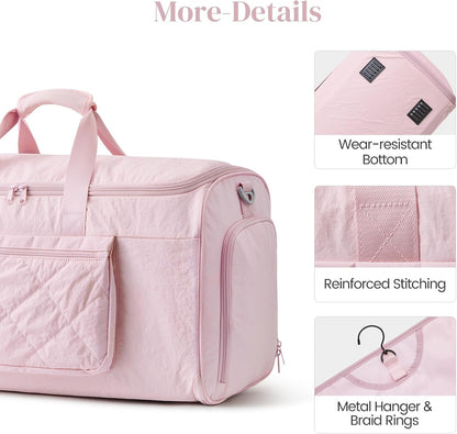Garment Duffle Bags Travel Carry on Overnight Weekender Men Women | Lightweight Water-Resistant Fabric, 2-in-1 Hanging Suitcase, Toiletry Bag, Trolley Sleeve, Off-white