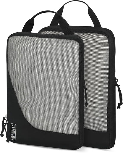 6 Set/ 4 Set/ 2 Set Compression Packing Cubes Travel Essentials Lightweight Nylon Luggage Suitcase Organizer Bag Light Blue 2PCS