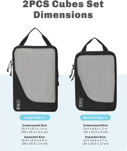 6 Set/ 4 Set/ 2 Set Compression Packing Cubes Travel Essentials Lightweight Nylon Luggage Suitcase Organizer Bag Light Blue 2PCS