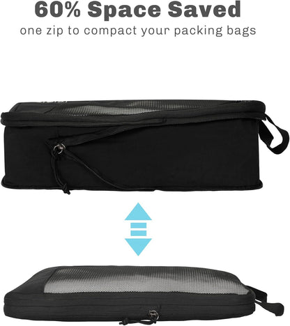 6 Set/ 4 Set/ 2 Set Compression Packing Cubes Travel Essentials Lightweight Nylon Luggage Suitcase Organizer Bag Light Blue 2PCS