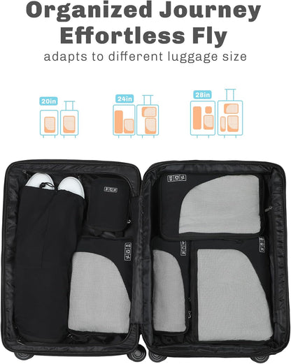 6 Set/ 4 Set/ 2 Set Compression Packing Cubes Travel Essentials Lightweight Nylon Luggage Suitcase Organizer Bag Light Blue 2PCS