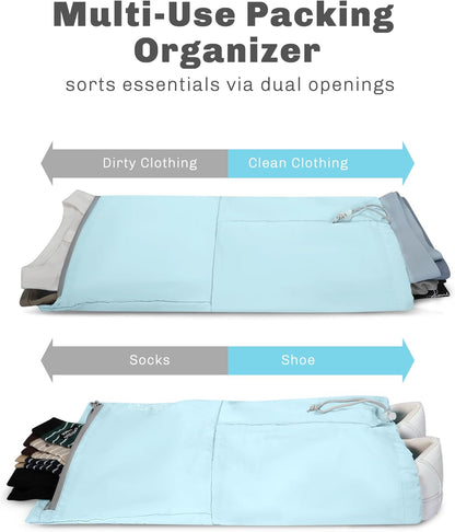 6 Set/ 4 Set/ 2 Set Compression Packing Cubes Travel Essentials Lightweight Nylon Luggage Suitcase Organizer Bag Light Blue 2PCS
